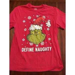 Grinch Christmas Holiday T-shirt Define‎ Naughty Color Red Size Xl